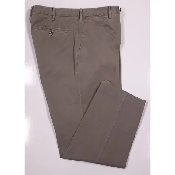 PT Torino Khaki Tan Flat Front Slim Fit Stretch Cotton Chino Pants 34x28 - Picture 1 of 9